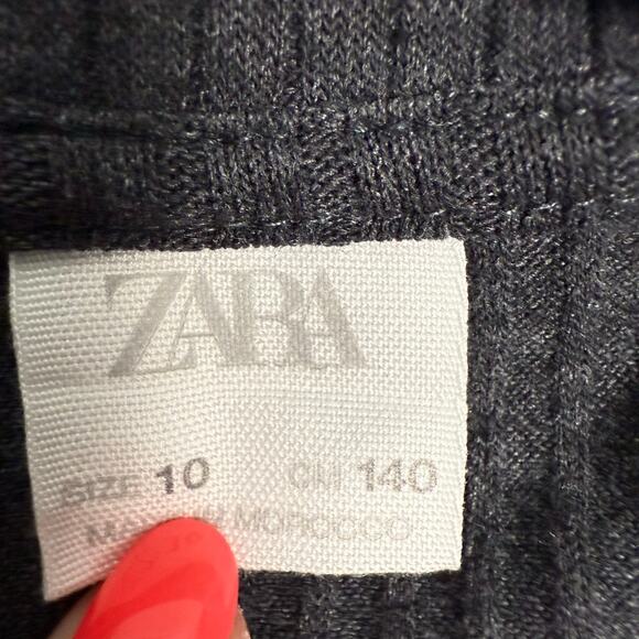 Zara Girls Gray Ribbed Knit Button Front Short Sleeve Jumpsuit 10 - Picture 5 of 6